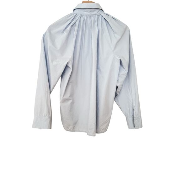 Rebecca Taylor Light Ruched Raglan Cotton Button Up Long Sleeve Blouse Size S - Picture 9 of 10
